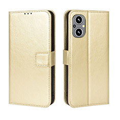 Coque Portefeuille Livre Cuir Etui Clapet BY5 pour Oppo Reno8 Z 5G Or