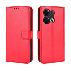 Coque Portefeuille Livre Cuir Etui Clapet BY5 pour Oppo Reno9 5G Rouge