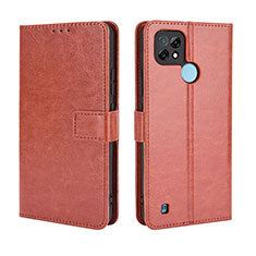 Coque Portefeuille Livre Cuir Etui Clapet BY5 pour Realme C21 Marron