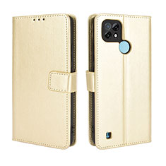 Coque Portefeuille Livre Cuir Etui Clapet BY5 pour Realme C21 Or