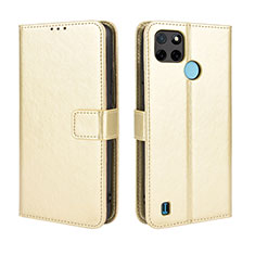 Coque Portefeuille Livre Cuir Etui Clapet BY5 pour Realme C25Y India Or