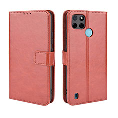 Coque Portefeuille Livre Cuir Etui Clapet BY5 pour Realme C25Y Marron