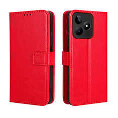 Coque Portefeuille Livre Cuir Etui Clapet BY5 pour Realme C51 Rouge