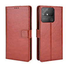 Coque Portefeuille Livre Cuir Etui Clapet BY5 pour Realme Narzo 50A Marron