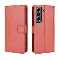 Coque Portefeuille Livre Cuir Etui Clapet BY5 pour Samsung Galaxy S24 5G Marron