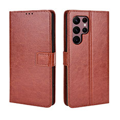 Coque Portefeuille Livre Cuir Etui Clapet BY5 pour Samsung Galaxy S25 Ultra 5G Marron