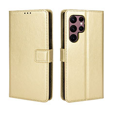 Coque Portefeuille Livre Cuir Etui Clapet BY5 pour Samsung Galaxy S25 Ultra 5G Or