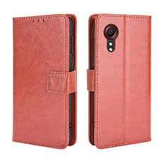 Coque Portefeuille Livre Cuir Etui Clapet BY5 pour Samsung Galaxy XCover 5 SM-G525F Marron