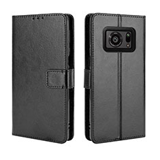 Coque Portefeuille Livre Cuir Etui Clapet BY5 pour Sharp Aquos R6 Noir