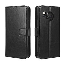 Coque Portefeuille Livre Cuir Etui Clapet BY5 pour Sharp Aquos R8 Noir