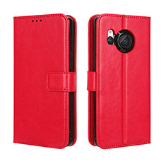 Coque Portefeuille Livre Cuir Etui Clapet BY5 pour Sharp Aquos R8 Rouge