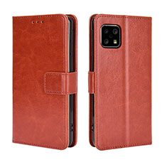 Coque Portefeuille Livre Cuir Etui Clapet BY5 pour Sharp Aquos Sense4 Basic Marron