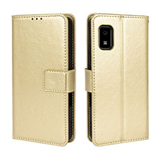 Coque Portefeuille Livre Cuir Etui Clapet BY5 pour Sharp Aquos wish Or