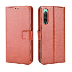 Coque Portefeuille Livre Cuir Etui Clapet BY5 pour Sony Xperia 10 IV SO-52C Marron