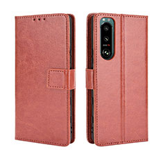 Coque Portefeuille Livre Cuir Etui Clapet BY5 pour Sony Xperia 5 III Marron