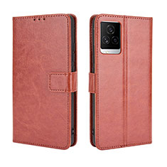 Coque Portefeuille Livre Cuir Etui Clapet BY5 pour Vivo iQOO 7 5G Marron