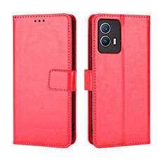 Coque Portefeuille Livre Cuir Etui Clapet BY5 pour Vivo iQOO U5 5G Rouge