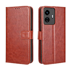 Coque Portefeuille Livre Cuir Etui Clapet BY5 pour Vivo iQOO Z6 Lite 5G Marron