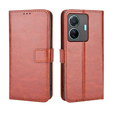 Coque Portefeuille Livre Cuir Etui Clapet BY5 pour Vivo T1 5G Marron