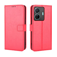 Coque Portefeuille Livre Cuir Etui Clapet BY5 pour Vivo T1 5G Rouge