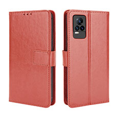 Coque Portefeuille Livre Cuir Etui Clapet BY5 pour Vivo V21e 4G Marron