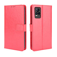 Coque Portefeuille Livre Cuir Etui Clapet BY5 pour Vivo V21e 4G Rouge