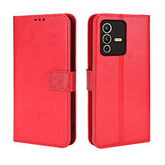 Coque Portefeuille Livre Cuir Etui Clapet BY5 pour Vivo V23 5G Rouge