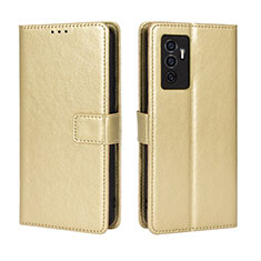 Coque Portefeuille Livre Cuir Etui Clapet BY5 pour Vivo V23e 5G Or