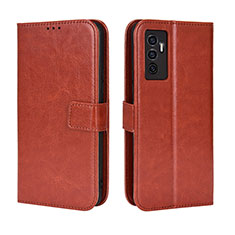 Coque Portefeuille Livre Cuir Etui Clapet BY5 pour Vivo V23e Marron