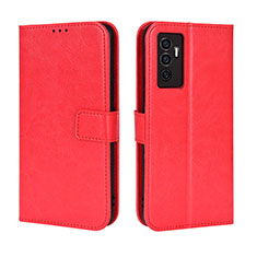 Coque Portefeuille Livre Cuir Etui Clapet BY5 pour Vivo V23e Rouge