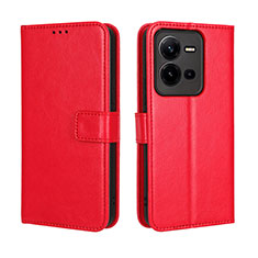 Coque Portefeuille Livre Cuir Etui Clapet BY5 pour Vivo V25 5G Rouge