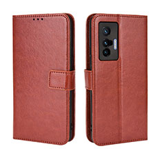 Coque Portefeuille Livre Cuir Etui Clapet BY5 pour Vivo X70 5G Marron