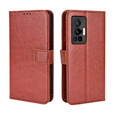 Coque Portefeuille Livre Cuir Etui Clapet BY5 pour Vivo X70 Pro 5G Marron