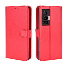 Coque Portefeuille Livre Cuir Etui Clapet BY5 pour Vivo X70 Pro 5G Rouge