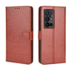 Coque Portefeuille Livre Cuir Etui Clapet BY5 pour Vivo X70 Pro+ Plus 5G Marron