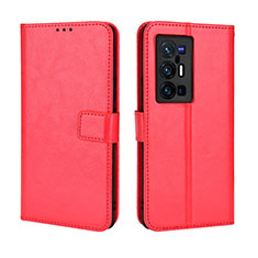 Coque Portefeuille Livre Cuir Etui Clapet BY5 pour Vivo X70 Pro+ Plus 5G Rouge