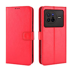 Coque Portefeuille Livre Cuir Etui Clapet BY5 pour Vivo X80 5G Rouge