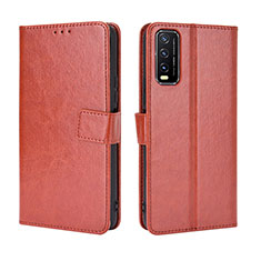 Coque Portefeuille Livre Cuir Etui Clapet BY5 pour Vivo Y20s G Marron