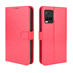 Coque Portefeuille Livre Cuir Etui Clapet BY5 pour Vivo Y21s Rouge