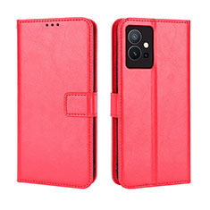 Coque Portefeuille Livre Cuir Etui Clapet BY5 pour Vivo Y30 5G Rouge