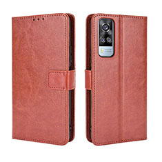 Coque Portefeuille Livre Cuir Etui Clapet BY5 pour Vivo Y51 (2021) Marron