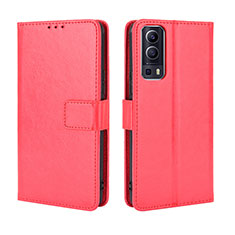 Coque Portefeuille Livre Cuir Etui Clapet BY5 pour Vivo Y52 5G Rouge