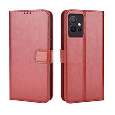 Coque Portefeuille Livre Cuir Etui Clapet BY5 pour Vivo Y52t 5G Marron