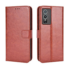 Coque Portefeuille Livre Cuir Etui Clapet BY5 pour Vivo Y76 5G Marron