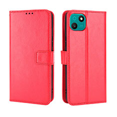 Coque Portefeuille Livre Cuir Etui Clapet BY5 pour Wiko T10 Rouge