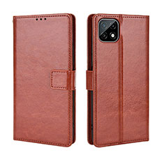 Coque Portefeuille Livre Cuir Etui Clapet BY5 pour Wiko T3 Marron