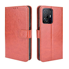 Coque Portefeuille Livre Cuir Etui Clapet BY5 pour Xiaomi Mi 11T 5G Marron