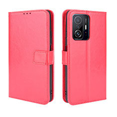 Coque Portefeuille Livre Cuir Etui Clapet BY5 pour Xiaomi Mi 11T 5G Rouge