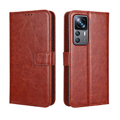 Coque Portefeuille Livre Cuir Etui Clapet BY5 pour Xiaomi Mi 12T 5G Marron