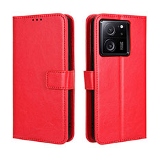 Coque Portefeuille Livre Cuir Etui Clapet BY5 pour Xiaomi Mi 13T Pro 5G Rouge